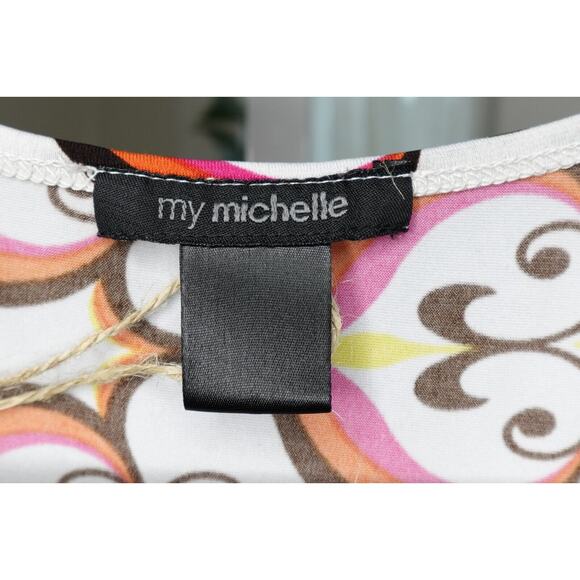 My Michelle Women's 70's Retro Inspired Multicolor Sleeveless Blouse SZ Medium - Picture 6 of 8